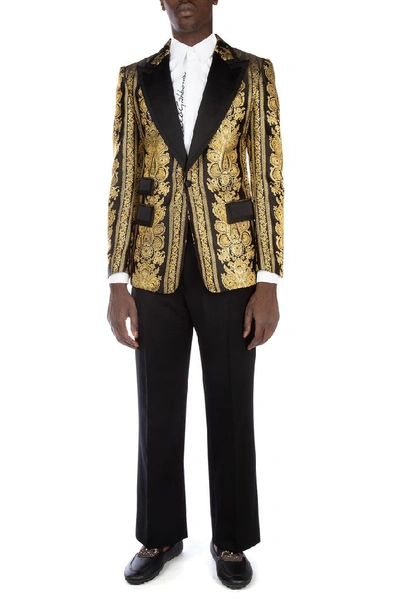 Shop Dolce & Gabbana Jacquard Jacket In Gold