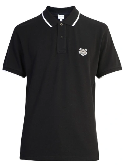 Shop Kenzo Tiger Crest Polo Shirt In Black