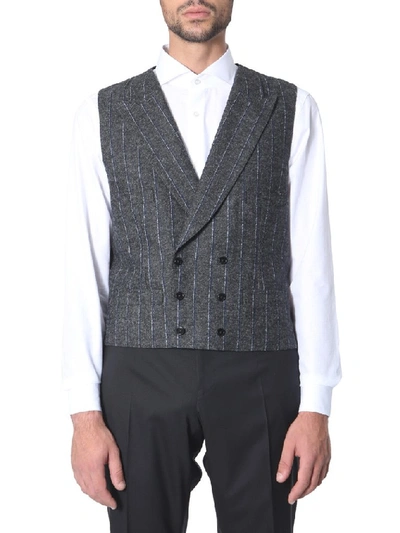 Shop Dolce & Gabbana Double Breasted Vest In Grey