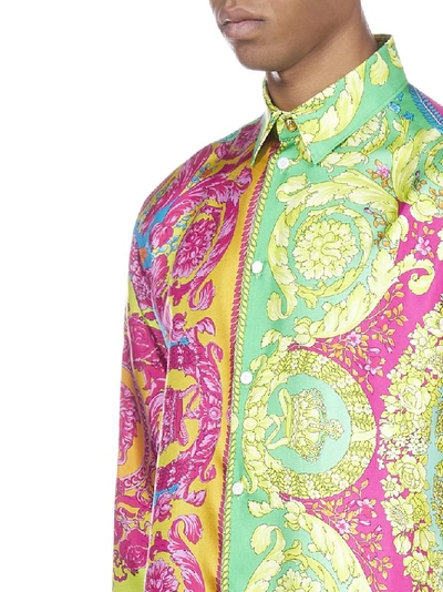 Shop Versace Baroque Print Button Shirt In Multi