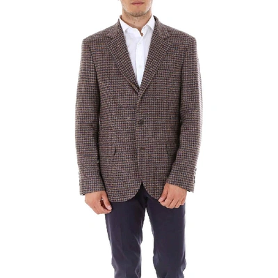 Shop Brunello Cucinelli Single Breasted Checked Blazer In Brown