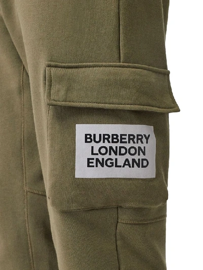 Shop Burberry Logo Print Track Pants In Green