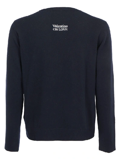 Shop Valentino Embroidered Astronaut Sweater In Navy