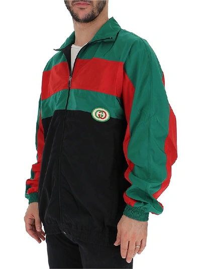 Shop Gucci Contrasting Panelled Windbreaker In Multi