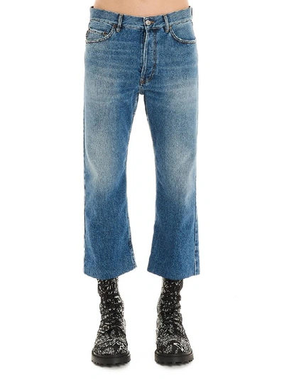 Shop Balenciaga Cropped Straight Leg Jeans In Blue