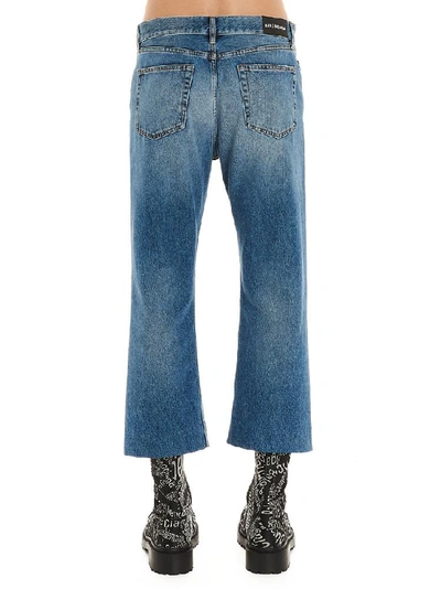 Shop Balenciaga Cropped Straight Leg Jeans In Blue