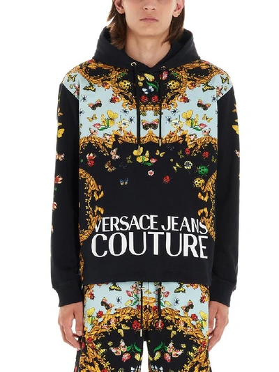 Shop Versace Jeans Couture Barocco Logo Print Hoodie In Multi