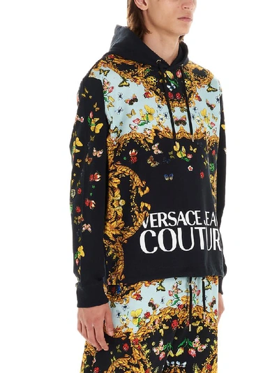 Shop Versace Jeans Couture Barocco Logo Print Hoodie In Multi