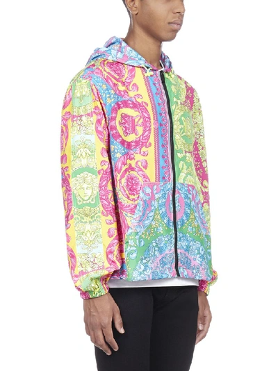 Shop Versace Baroque Print Hooded Jacket In Multi