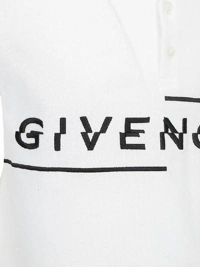 Shop Givenchy Logo Embroidered Polo Shirt In White