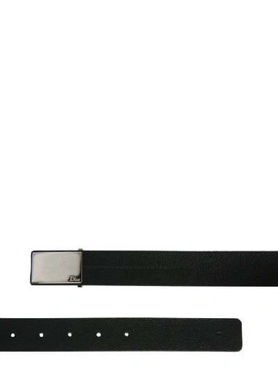 Shop Dior Homme Logo Plaque Buckle Belt In Black