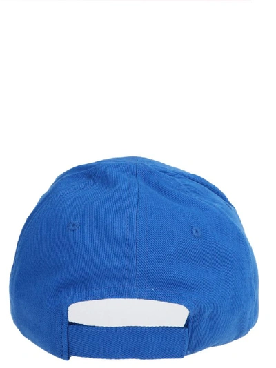 Shop Balenciaga Logo Embroidered Cap In Blue