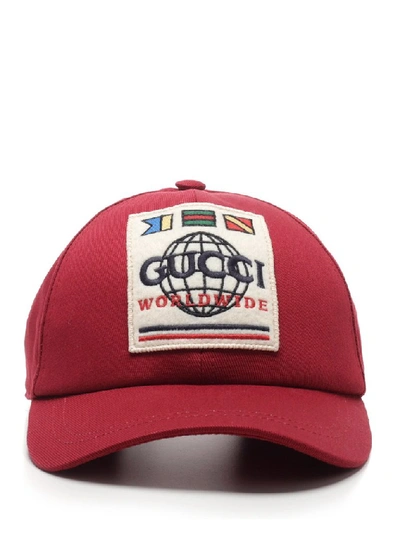 Shop Gucci Logo Baseball Cap In Red