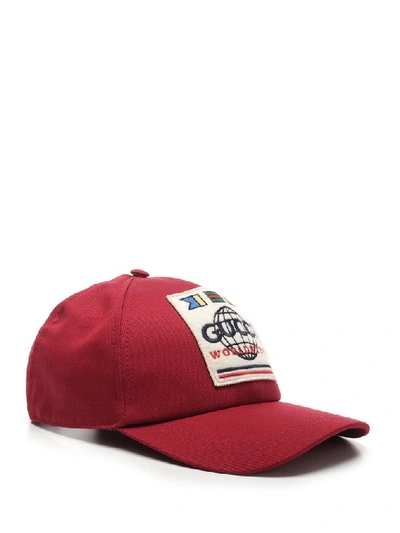 Shop Gucci Logo Baseball Cap In Red