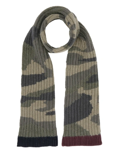 Shop Valentino Camouflage Ribbed Knit Scarf In Multi
