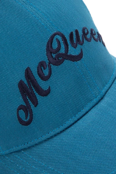 Shop Alexander Mcqueen Logo Cap In Blue