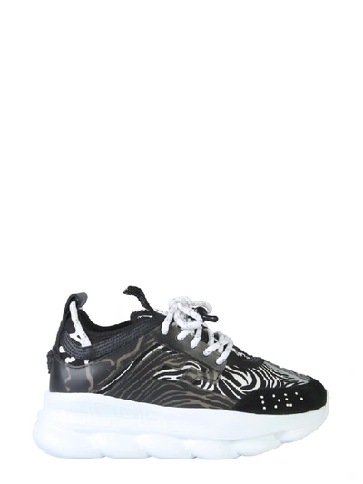 Shop Versace Chain Reaction Zebra Print Detail Sneakers In Black