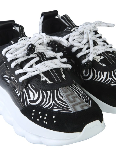 Shop Versace Chain Reaction Zebra Print Detail Sneakers In Black