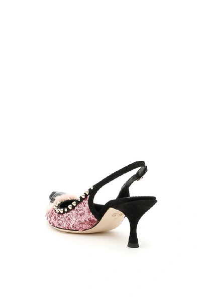 Shop Dolce & Gabbana Sequin Slingbacks In Pink