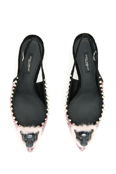 Shop Dolce & Gabbana Sequin Slingbacks In Pink
