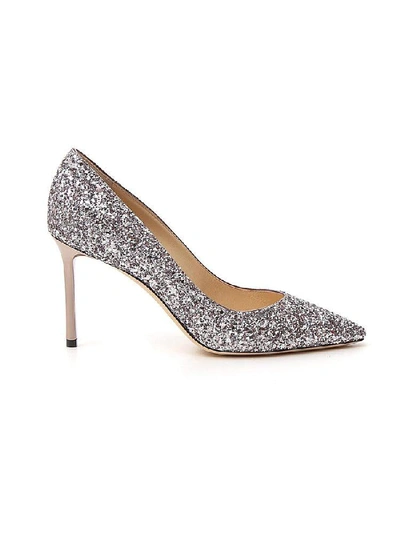 Shop Jimmy Choo Romy 85 Metallic Pumps In Purple