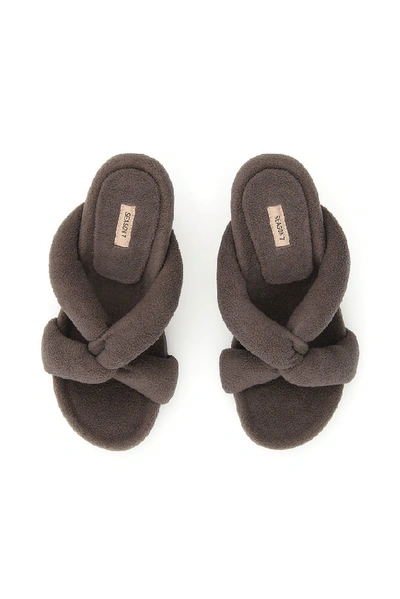 Shop Yeezy Knit Twist Sandals In Grey