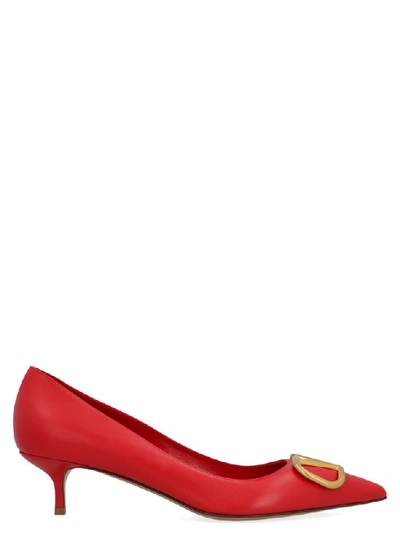 Shop Valentino Garavani Vlogo Plaque Pointed Toe Pumps In Red
