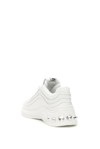 Shop Miu Miu Crystal Embellished Low Top Sneakers In White