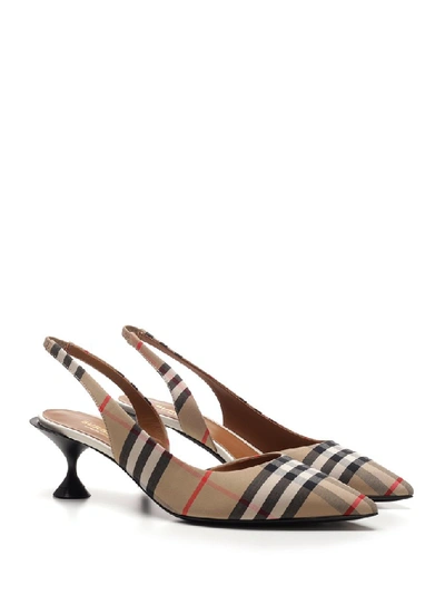 Shop Burberry Vintage Check Slingback Pumps In Multi