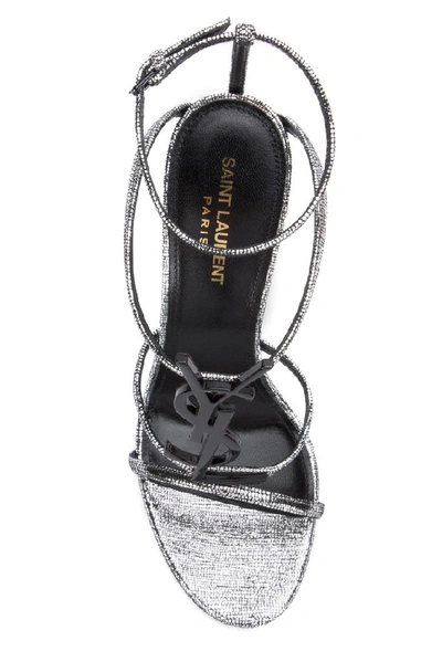 Shop Saint Laurent Cassandra 110 Sandals In Silver