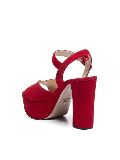 Shop Prada Platform Sandals In Red