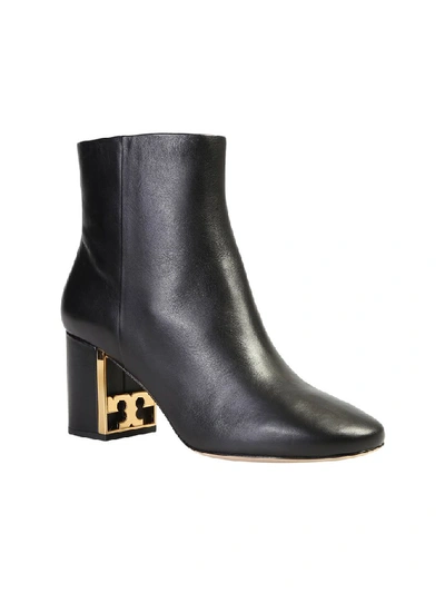 Shop Tory Burch Gigi Logo Heel Ankle Boots In Black