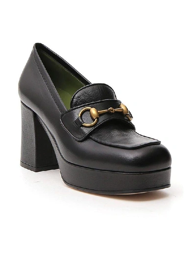 Shop Gucci Horsebit Block Heel Loafers In Black