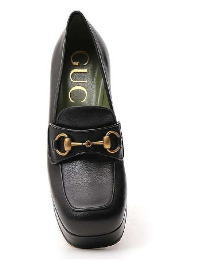 Shop Gucci Horsebit Block Heel Loafers In Black