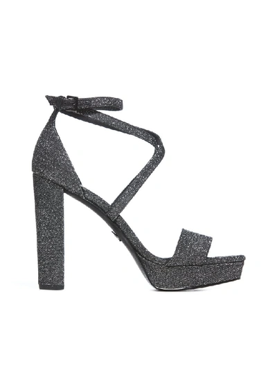 Michael Michael Kors Charlize Platform Glitter Sandals In Black