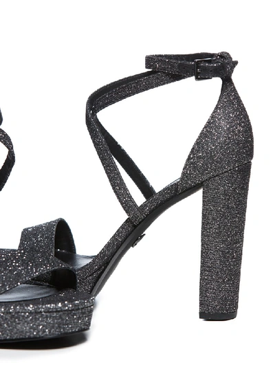 Shop Michael Michael Kors Glittered Sandals In Silver