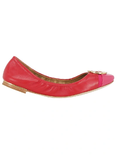 Shop Tory Burch Minnie Cap Toe Ballerina Flat Shoes In Red