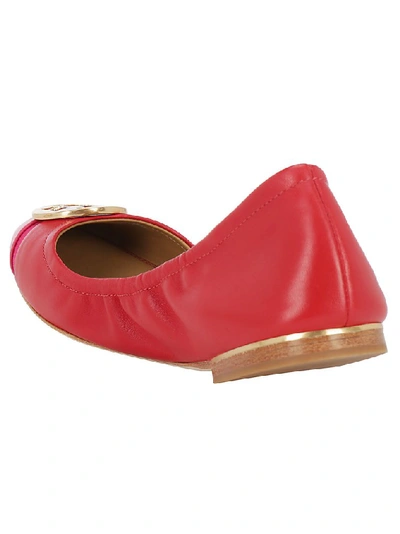 Shop Tory Burch Minnie Cap Toe Ballerina Flat Shoes In Red