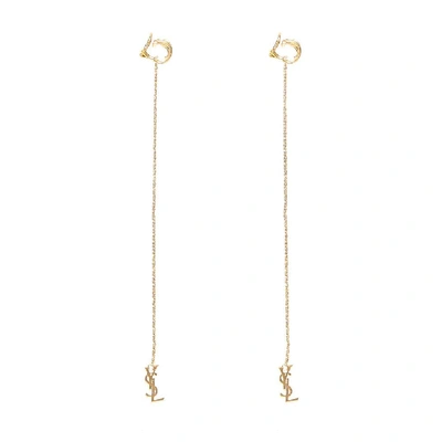 Shop Saint Laurent Opyum Chain Earrings In Gold
