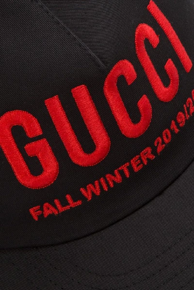 Shop Gucci Logo Baseball Cap In Black