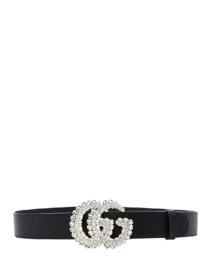 Shop Gucci Gg Embelished Buckle Belt In Black