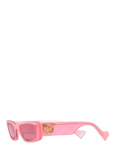 Shop Gucci Eyewear Rectangular Sunglasses In Pink