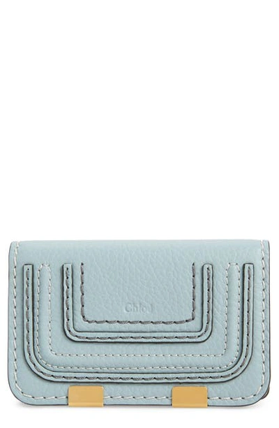 Shop Chloé Marci Leather Flap Card Holder In Faded Blue
