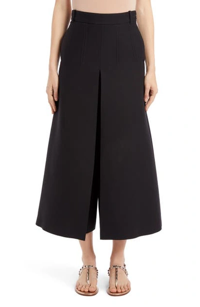 Shop Valentino Pleated Wide Leg Wool & Silk Crepe Couture Pants In Nero