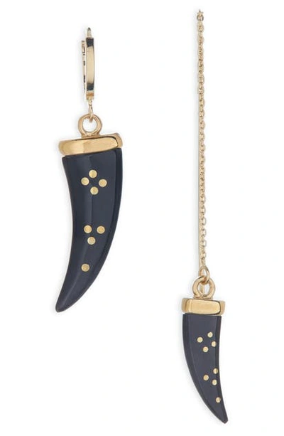 Shop Isabel Marant Aimable Mismatched Horn Drop Earrings In Black