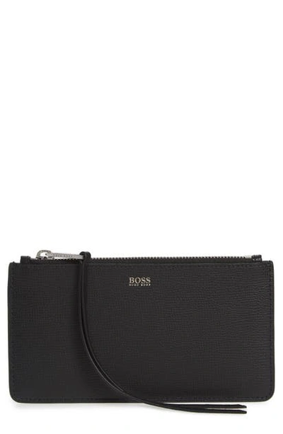 Shop Hugo Boss Taylor Leather Travel Wallet In Black