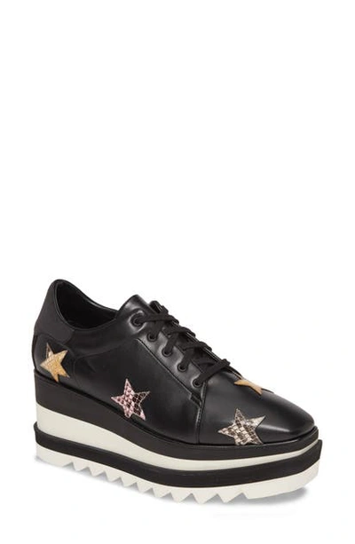 Shop Stella Mccartney Star Platform Wedge Sneaker In Black