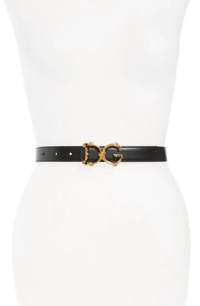 Shop Dolce & Gabbana Barocco Leather Belt In Black