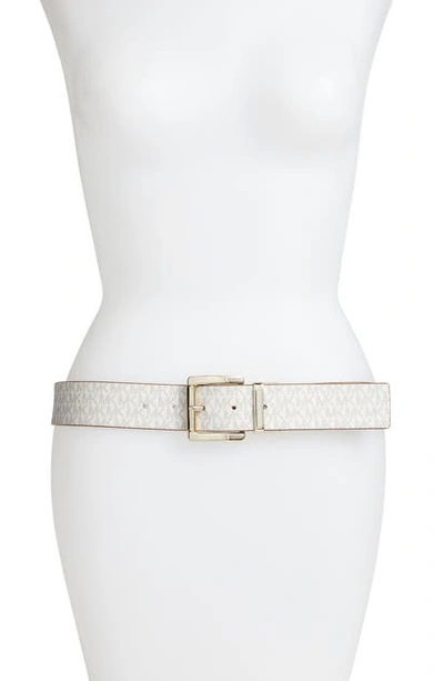 Shop Michael Michael Kors Reversible Logo Belt In Vanilla