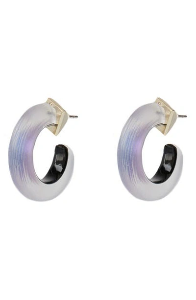 Shop Alexis Bittar Small Thin Hoop Earrings In Iridescent Iris